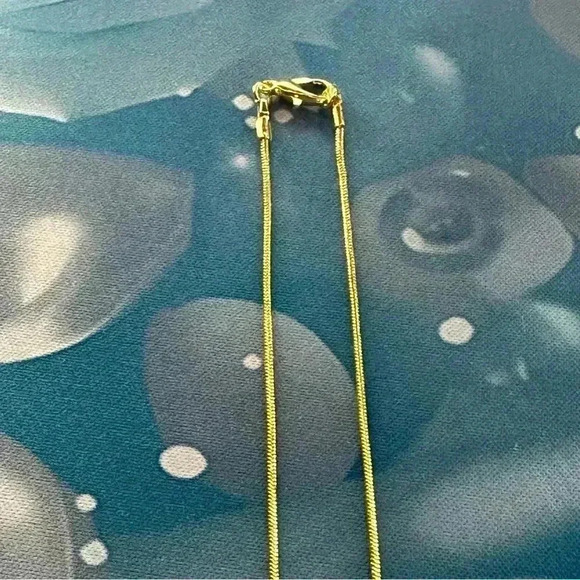 Handmade 18” Gold Red White & Blue Heart Necklace with Gold 1.2mm Snake Chain - Picture 4 of 9